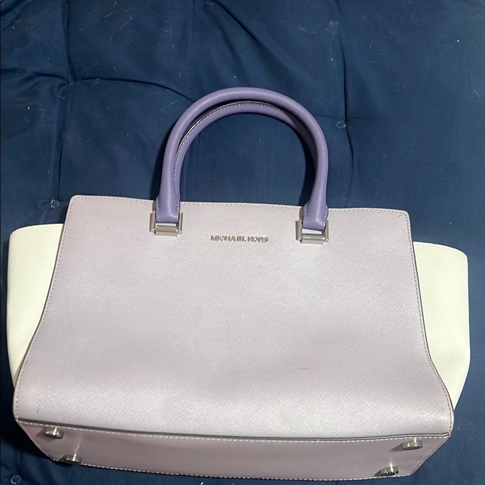 Michael Kors Purple and Cream Satchel